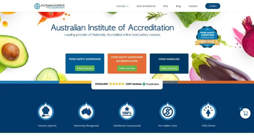 Australian Institute of Accreditation website homepage (WordPress website)