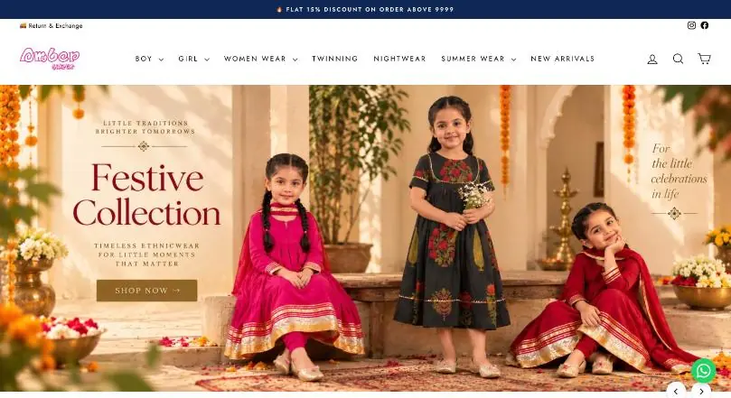 Amber Jaipur website homepage (Shopify store)