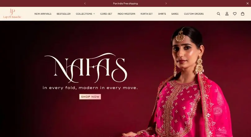 Lap of Panache website homepage (Shopify store)