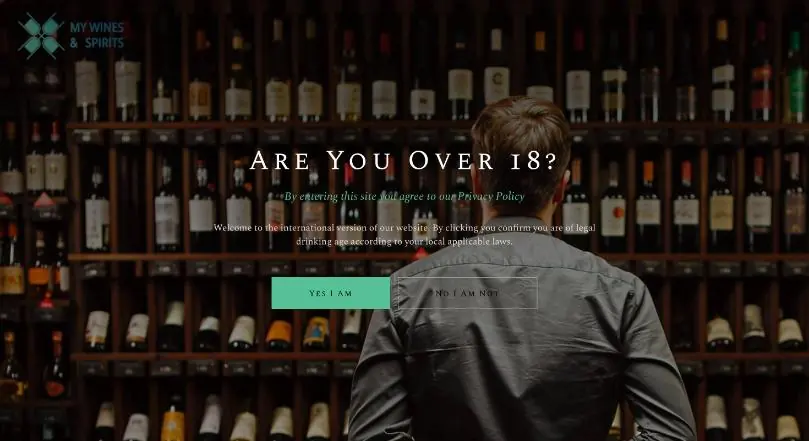 My Wines & Spirits website homepage (WordPress website)
