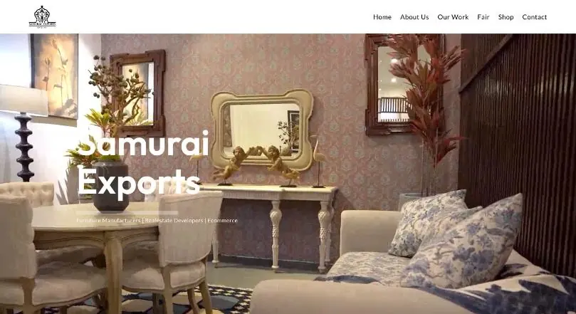 Samurai Exports website homepage (WordPress website)