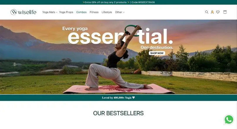 Wiselife website homepage (Shopify store)